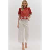 STYLE USA - Solid short flutter sleeve top