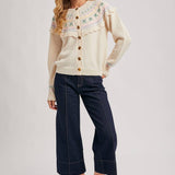 Bluivy - BUTTON FRONT FAIR ISLE KNIT SWEATER TOP