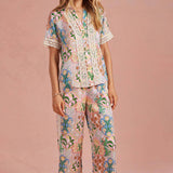 Strut & Bolt - Garden Party Crochet Contrast Trim Satin Shirt
