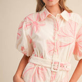 &MERCI - FLORAL EMBROIDERY BELTED MINI DRESS MDR4555