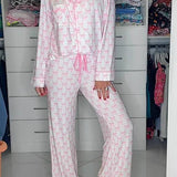 Rosa Clothing - Moonlite Valentine's Day red heart ribbon bow Pajamas set