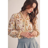IVE - Whispering Garden Ruffle Trimmed Poet Blouse