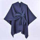 Rosa Clothing - Asymmetric Plian Thermal Shawl Ruana