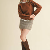 &MERCI - FLORAL KNIT PUFF SLEEVE SWEATER MSW10912