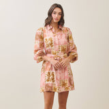 Able - AD2699 Tropical belted mini shirt dress