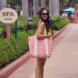 Anju Jewelry - Handcrafted Canvas Bag with Block-Printed Chevron Delight