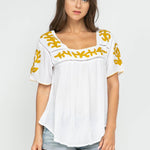Sandy Embroidered Top White-Gold