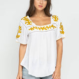 Sandy Embroidered Top White-Gold