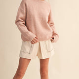 &MERCI - CONTRAST KNIT SCALLOPED EDGE SWEATER MSW11114