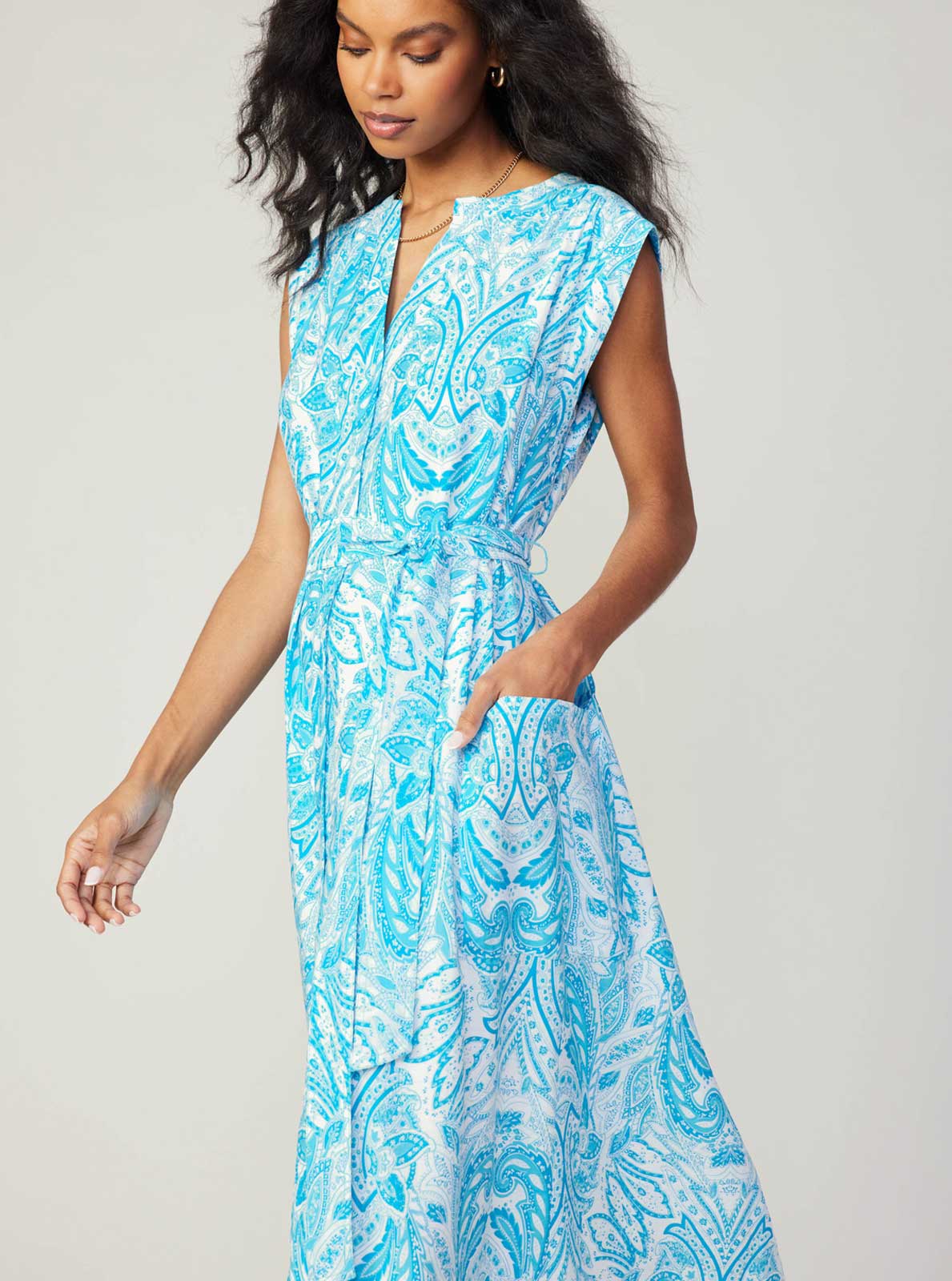 Current Air - Paisley Print Button Down MIdi Dress