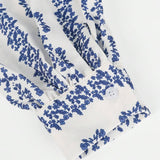Rosa Clothing - French Romance Blue Floral Print Vintage Style Blouse