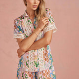 Strut & Bolt - Garden Party Crochet Trim Satin Shorts