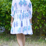 Dolma - Raya Block Printed Mini Dress White Turq