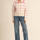 &MERCI - DOLL COLLAR HEART KNIT SWEATER CARDIGAN MSW11160