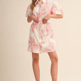 &MERCI - FLORAL EMBROIDERY BELTED MINI DRESS MDR4555