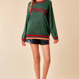 Doe and Rae - MERRY METALIC EMBROIDERY SWEATER TOP - 43998T