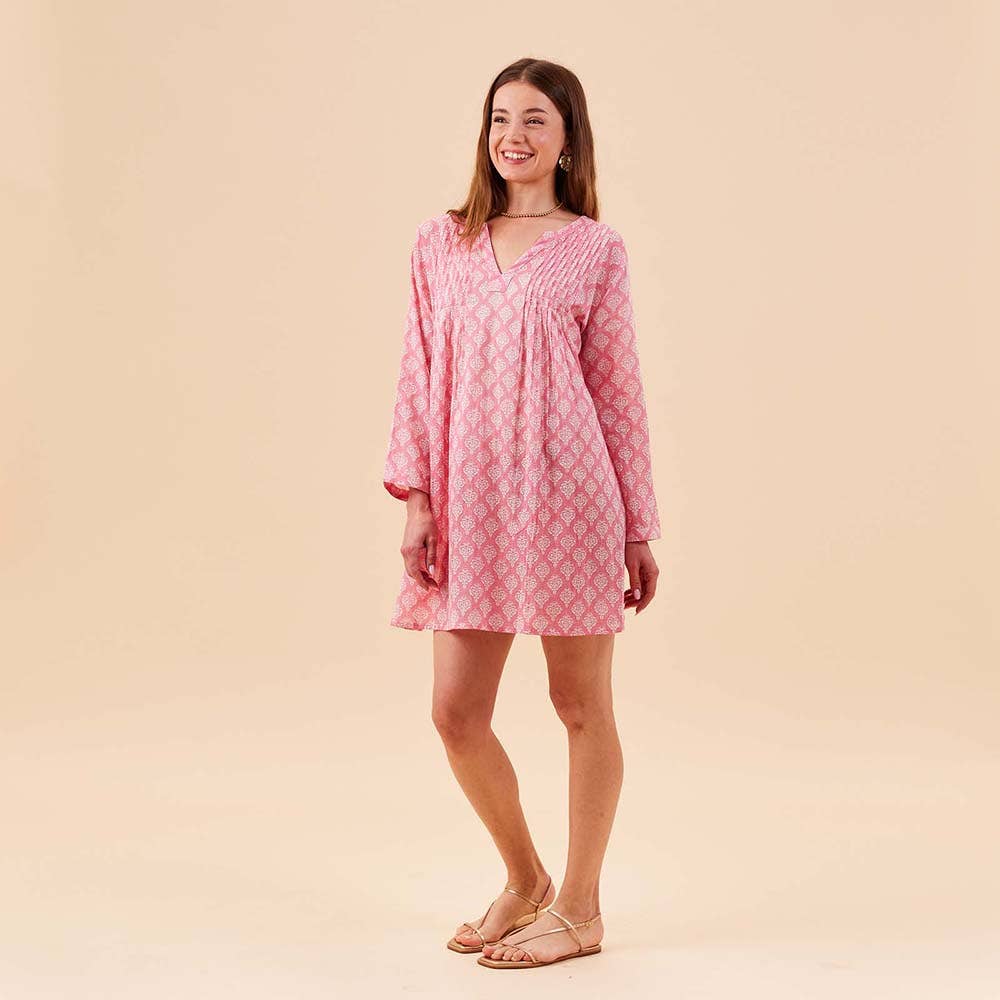 rockflowerpaper - FIFER PINK Pintuck Beach Coverup