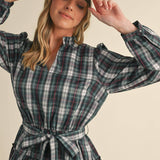 &MERCI - PLAID MINI DRESS WITH TIERED RUFFLE TRIM MDR3538