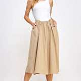Strut & Bolt - Knit Contrast Poplin Long Dress