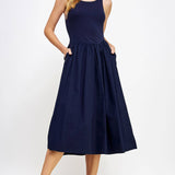 Strut & Bolt - Knit Contrast Poplin Long Dress