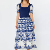 Current Air - Lace Embroidered A-line Midi Dress