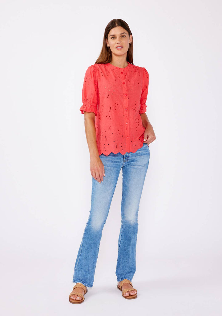 Lovestitch - Embroidered Eyelet Cotton Summer Top