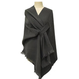Rosa Clothing - Asymmetric Plian Thermal Shawl Ruana