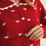 &MERCI - DOLL COLLAR HEART KNIT SWEATER CARDIGAN MSW11160
