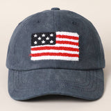 Fashion City - American Flag Chenille Patch Baseball Cap
