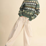 &MERCI - GEOMETRIC HEART DESIGN SWEATER PULLOVER MSW11478