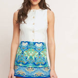 FLYING TOMATO - A printed woven skort - IP8023-T IVORY BLUE