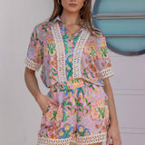 Strut & Bolt - Garden Party Crochet Trim Satin Shorts