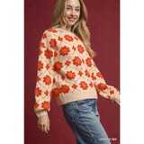 STYLE USA - Retro Floral Knit Sweater Top