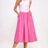 Strut & Bolt - Knit Contrast Poplin Long Dress