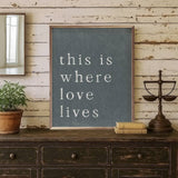 Where Love Lives Blue sign