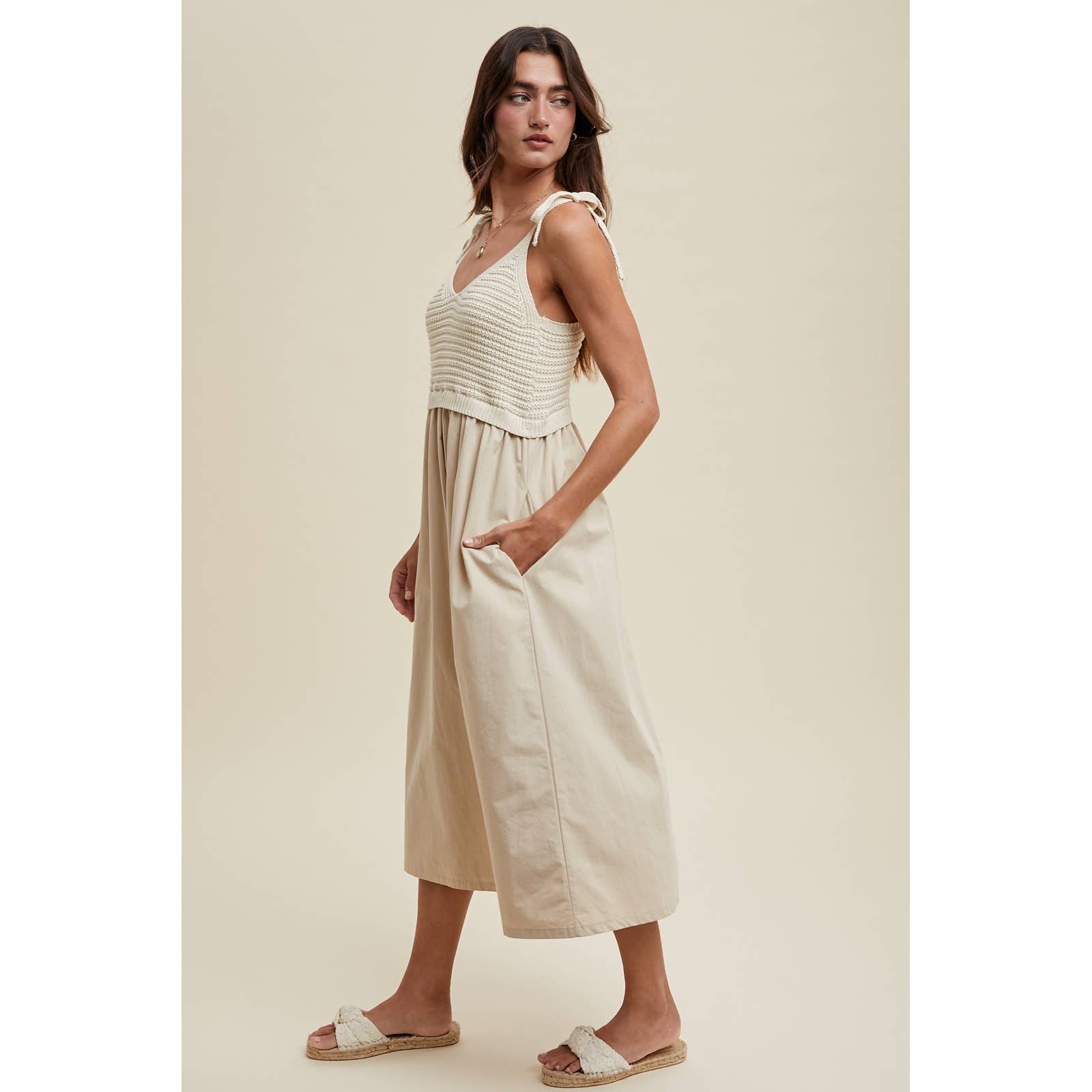 Wishlist Apparel - MIXED MEDIA MIDI CAMI DRESS / WL24-9896