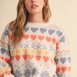 &MERCI - GEOMETRIC HEART DESIGN SWEATER PULLOVER MSW11478