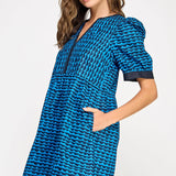 Strut & Bolt - Scallop Print Puff Sleeve Mini Dress