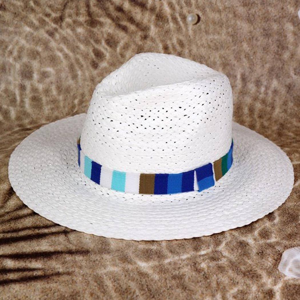 3AM BY H&D ACCESSORIES - MULTI COLOR STRIPE BAND STRAW HAT