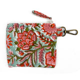 Anju Jewelry - Quilted Block-Printed Travel Pouch - Pink Carnations