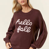 Doe and Rae - HELLO FALL Letter Embroidered Oversize Sweater - 43995T-2