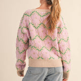 &MERCI - FUZZY TEXTURE FLORAL SWEATER MSW11198