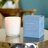 Hillhouse Naturals/Field+Fleur - Blue Seaside Candle In White Glass in box 9oz. Ctn. 6