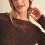 &MERCI - FLORAL EMBROIDERY LONG SLEEVE SWEATER MSW11376