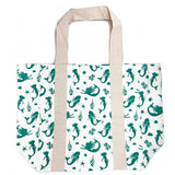 Anju Jewelry - Block Printed Canvas Tote - Teal Mermaids