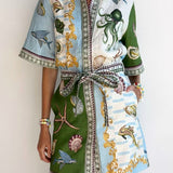 PRINTED SHORT SLEEVE SHIRT DRESS