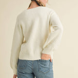 &MERCI - FLORAL KNIT PUFF SLEEVE SWEATER MSW10912