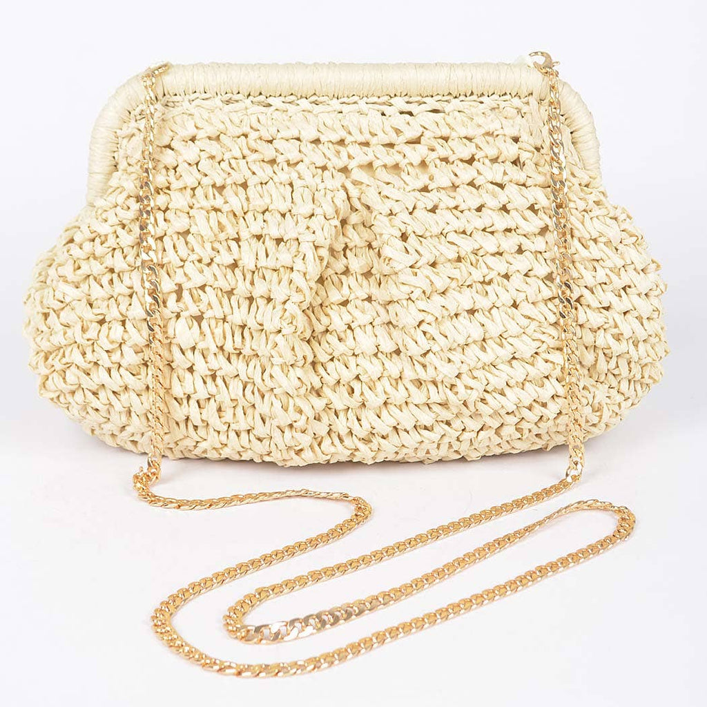 3AM BY H&D ACCESSORIES - Faux Straw Chain Clutch