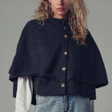 Urban Daizy - Wool Blend Button-Front Sweater Cape