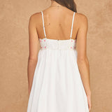 Strut & Bolt - Embroidered Palm & Floral Scalloped Babydoll Mini Dress